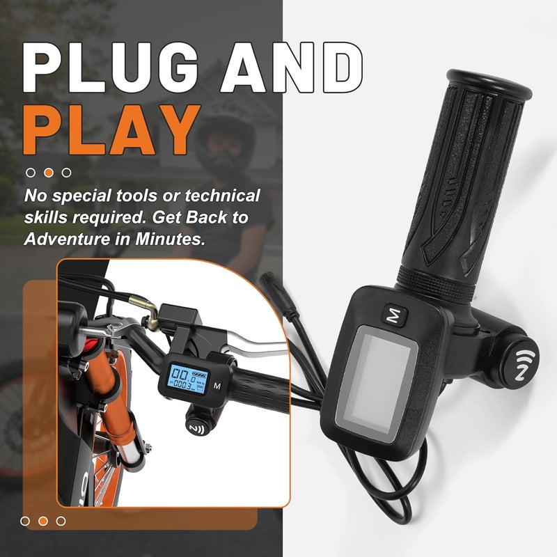 Dilomber Upgrade 48V Bike Throttle Left Side Grips Fits for Tuttio Soleil 01 Electric Dirt Bike w/LCD Display M Button Only (New Version, Cannot Be Used Interchangeably with The Old Throttle) - Image 4